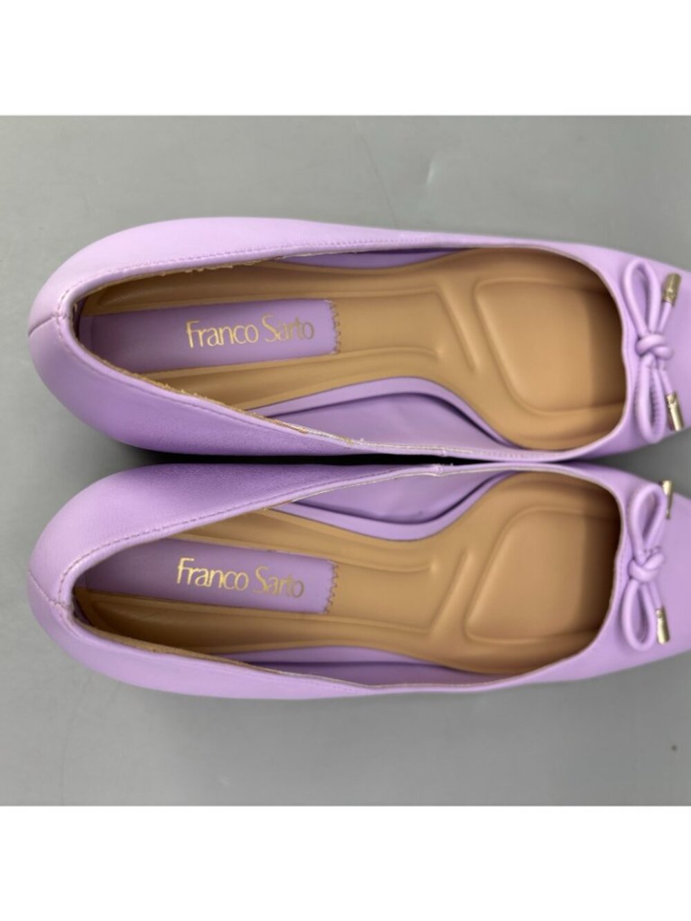 Franco Sarto Natalia Pumps Womens 7.5 Purple Leather Stylish Bow Detail Slip On - Picture 5 of 9